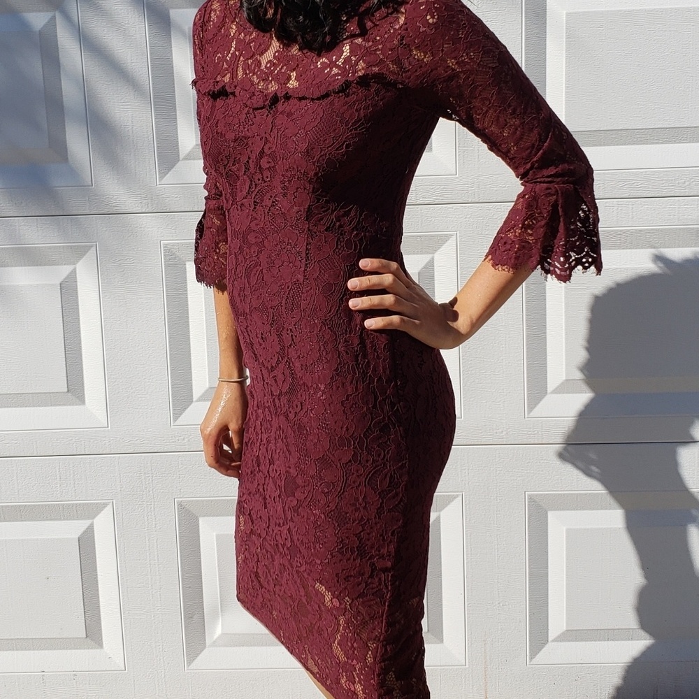 Burgundy lace dress semi formal